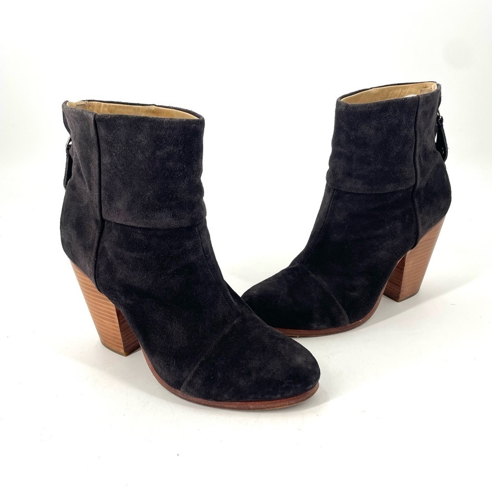 Rag & Bone Classic Suede Leather Newbery Stacked Heel Ankle Bootie